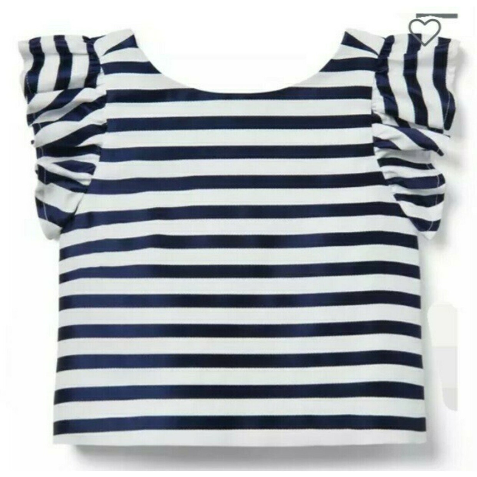 Janie And Jack 2t Navy Striped Ruffle Sleeve Top